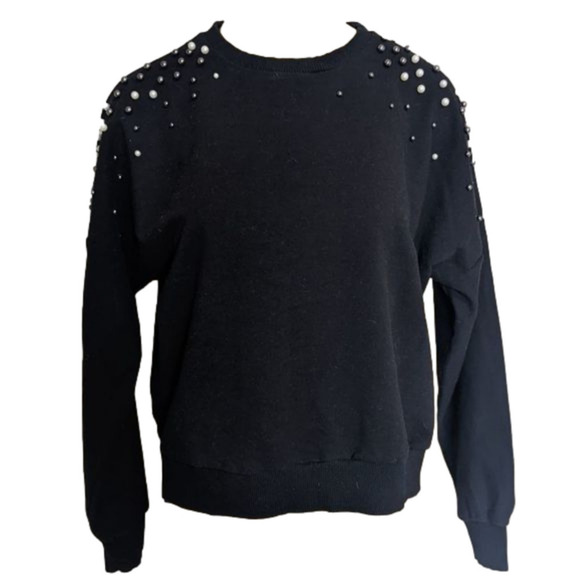 Sweaters - BLACK Pearl Embellished Sweater